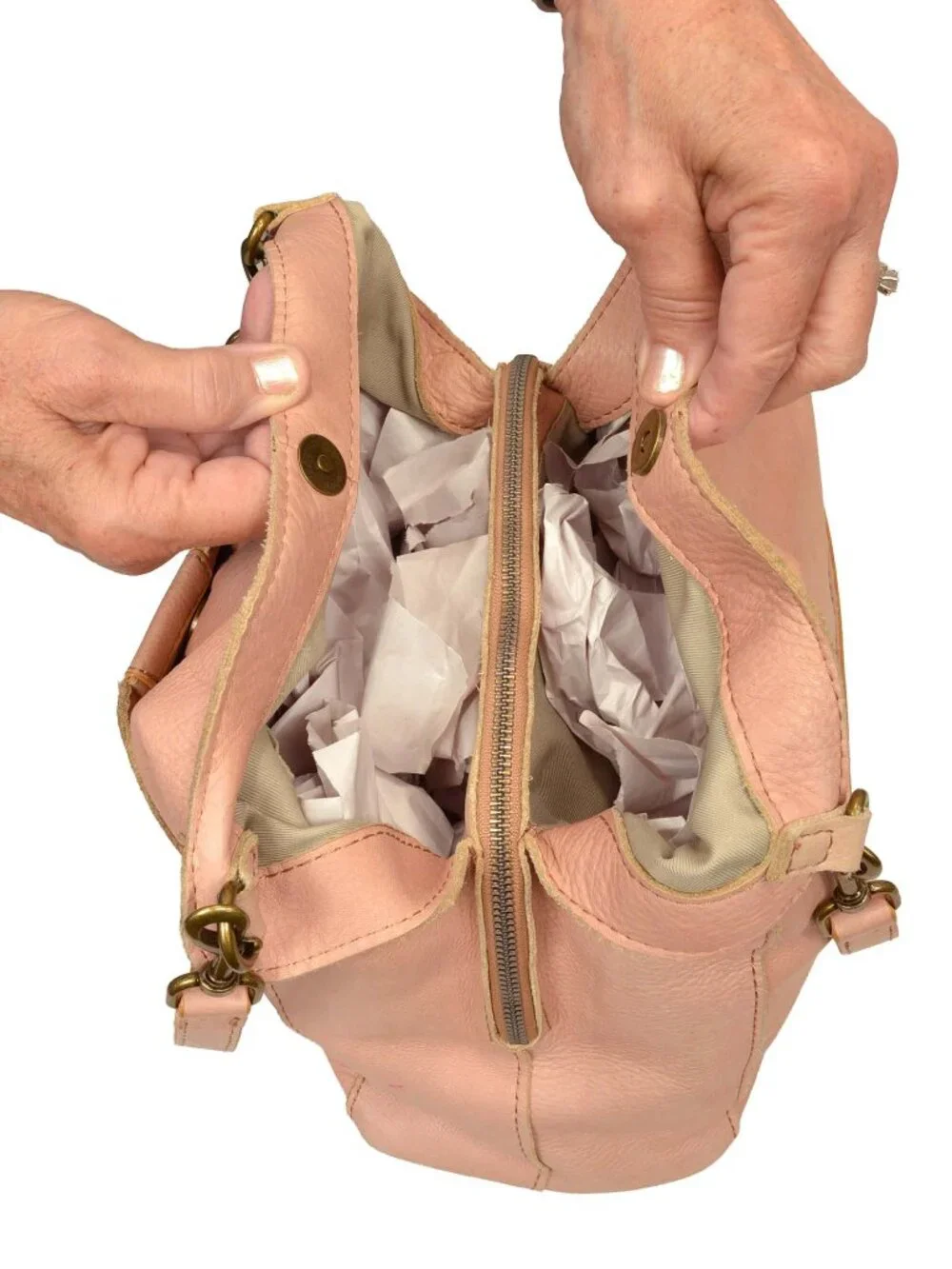 American Leather Co Pink Distressed Pebbled Leather Hobo Bag Purse
